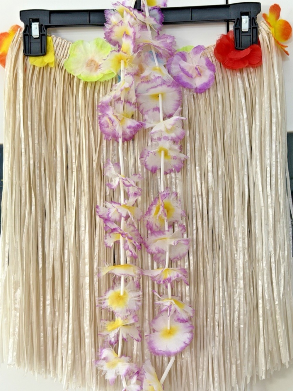 Hula Skirt & Flower Lei Floral Women’s Halloween Party Luau Straw Adjustable